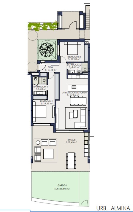 Luxueus appartement op de begane grond in El Padron floor plan