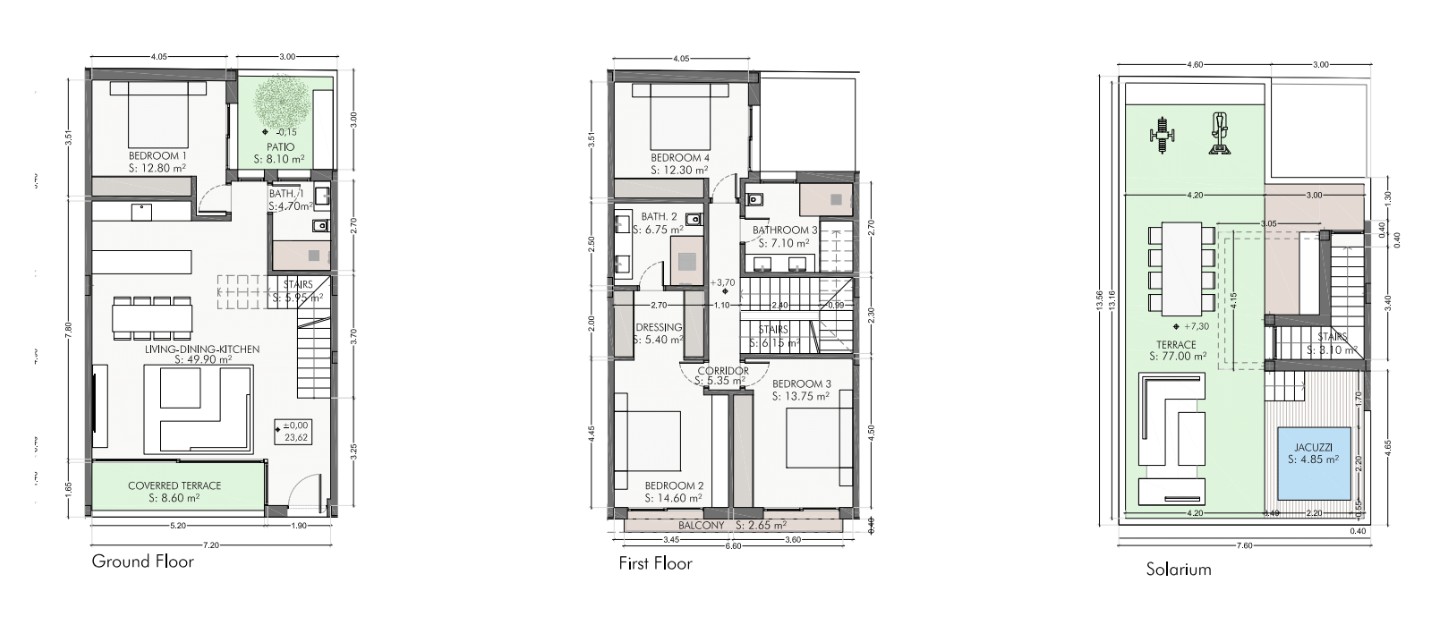 Luxury off plan town house with private garden, solarium and terraces in San Pedro de Alcántara floor plan 2